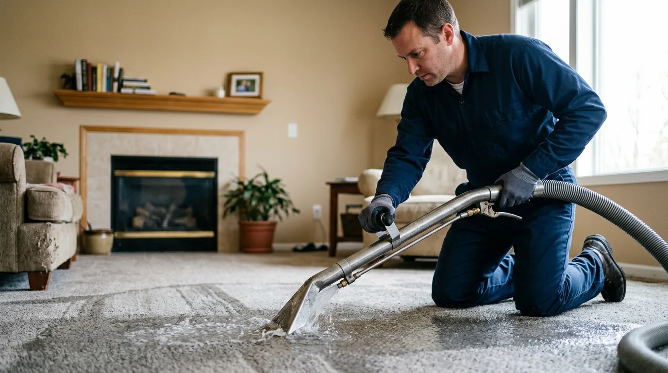 Water damage restoration technician working near Minneola, KS